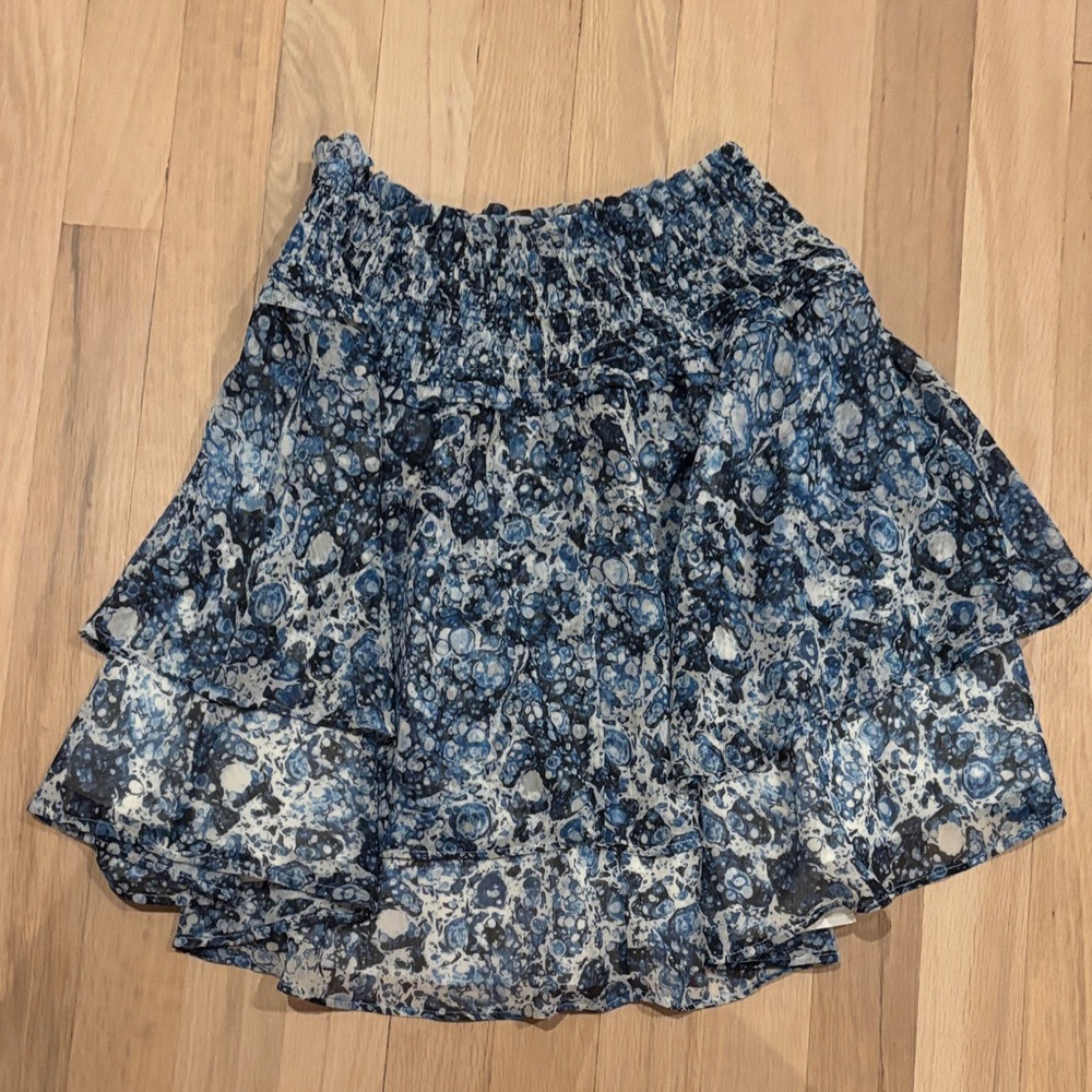 Express Navy and Cream A-Line Skirt